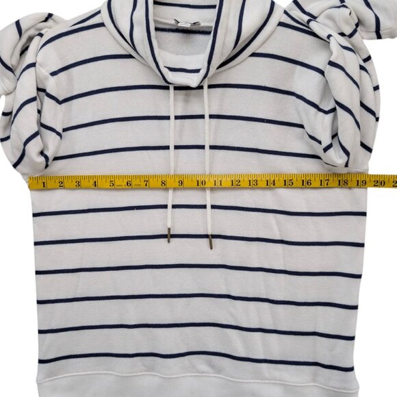 J.CREW Funnelneck Cloudspun Fleece Sweatshirt Womens White Navy Stripe LS Size S - Picture 6 of 8